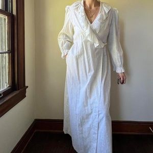 White wrap maxi dress ruffle sleeve